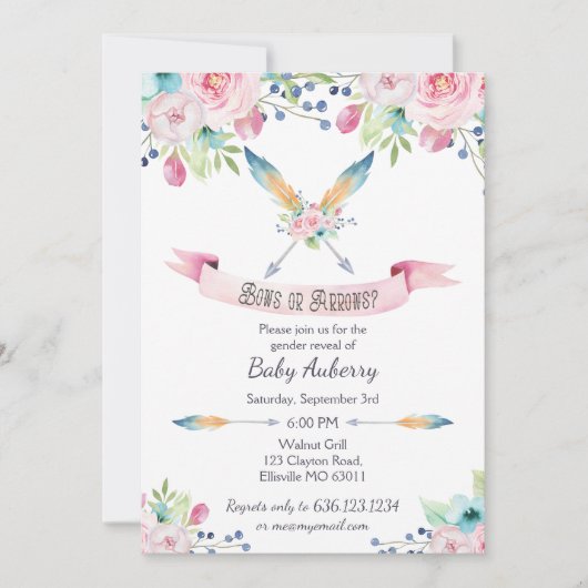 Bogen oder Pfeile für das Wasserfarbengeschlecht Einladung (Vorderseite)