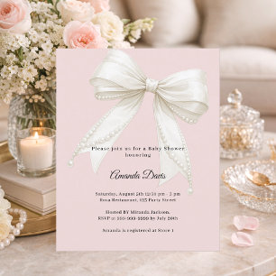 Bogen rosa Elfenbeinperlen Mädchen Baby Shower Ein