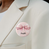 Bogen-Rosa-Namensschild Button