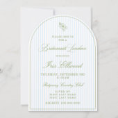 Bogen Sagegrün & Hellblau Brautjungfern Luncheon Einladung (Vorderseite)