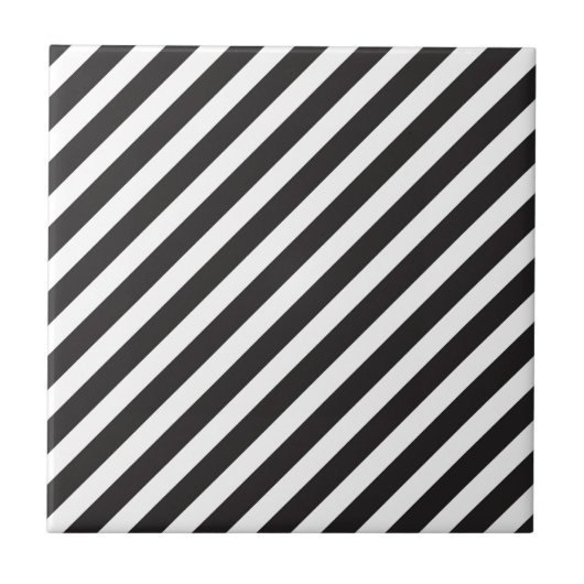 Bogen Stripes diagonales schwarzes u. weißes Fliese (Vorderseite)