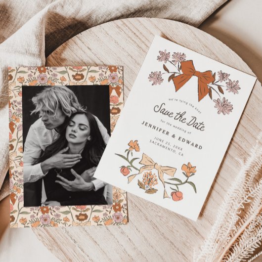 Bogen und Blüten Terrakotta Save the Date