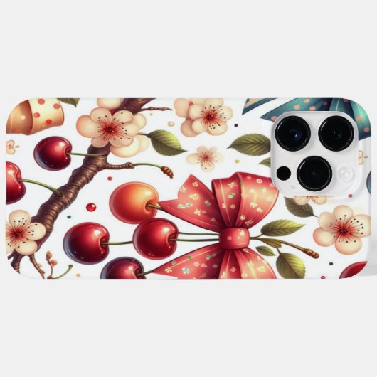 Bogen- und Kirschmuster Case-Mate iPhone Hülle (Rückseite (Horizontal))