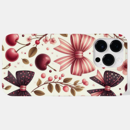 Bogen- und Kirschmuster Case-Mate iPhone Hülle (Rückseite (Horizontal))