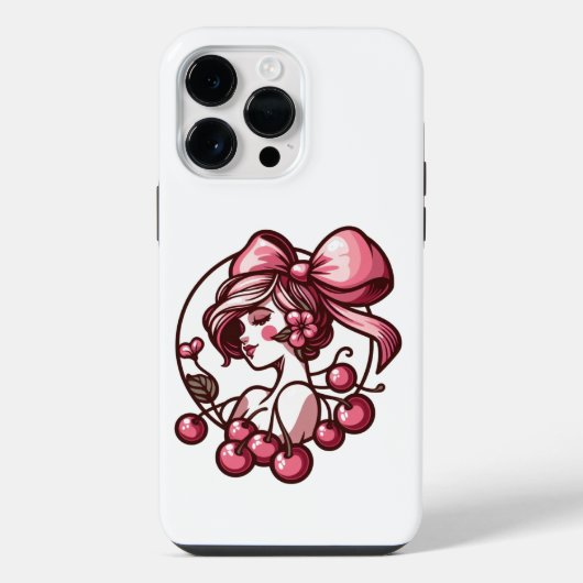 Bogen- und Kirschmuster iPhone Hülle (Rückseite)