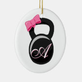 Bogen und Monogramm Kettlebell Rosa "A " Keramik Ornament (Rechts)