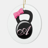 Bogen und Monogramm Kettlebell Rosa "A " Keramik Ornament (Links)