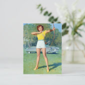 Bogen und Pfeil Pin Up Postkarte (Stehend Vorderseite)
