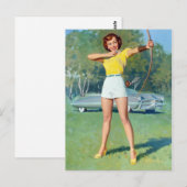 Bogen und Pfeil Pin Up Postkarte (Vorne/Hinten)