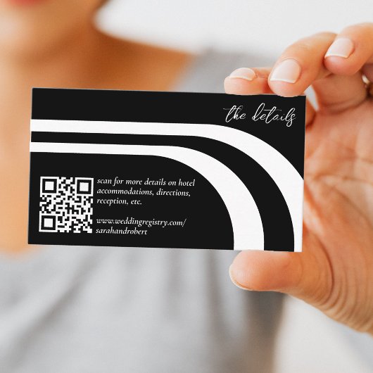 Bogenarsch, schwarz und weiß, Hochzeitsdetails Begleitkarte