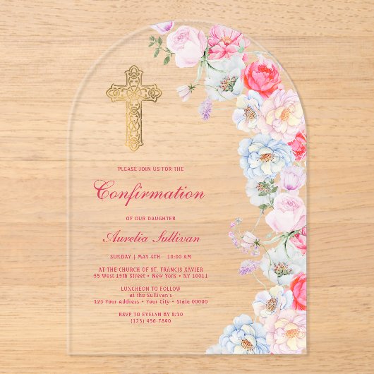 Bogenbestätigung der Blume für Wasserfarben Acryleinladungen (Vorderseite)