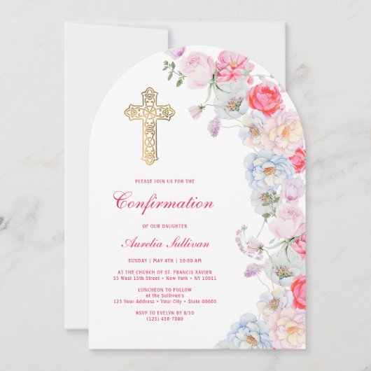 Bogenbestätigung der Blume für Wasserfarben Einladung (Vorderseite)