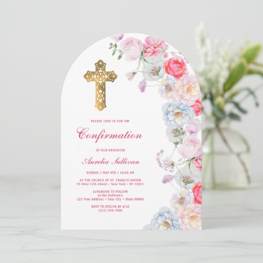 Bogenbestätigung der Blume für Wasserfarben Einladung (Stehend Vorderseite)