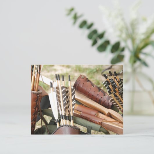 Bogenbogen, Pfeile und Quiver Postkarte (Stehend Vorderseite)