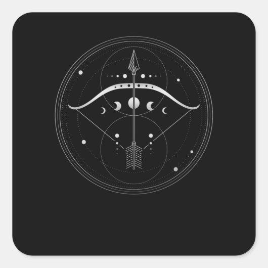 Bogenbogen und Bogenbogen Heilige Geometrie Quadratischer Aufkleber (Vorderseite)