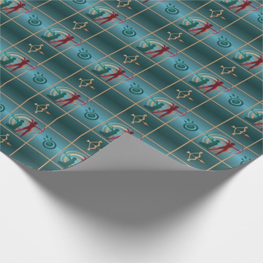 Bogenbogen und Pfeil - Grünes Muster Geschenkpapier (Ecke)
