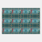 Bogenbogen und Pfeil - Grünes Muster Geschenkpapier Set (Vorderseite 3)