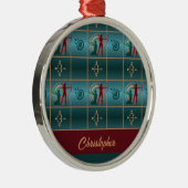 Bogenbogen und Pfeil - Grünes Muster Ornament Aus Metall (Rechts)