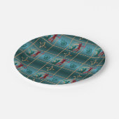 Bogenbogen und Pfeil - Grünes Muster Pappteller (Schrägansicht)