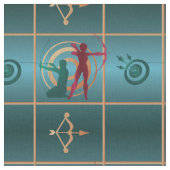 Bogenbogen und Pfeil - Grünes Muster Stoff (Nahaufnahme)