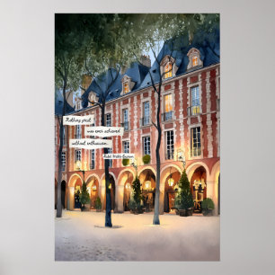 Bogenförmige Gebäudefassadenplakat Abendlichter Poster