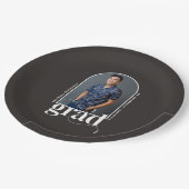 Bogenfoto Moderne Abschlussfeier Schwarz Abschluss Pappteller (Schrägansicht)