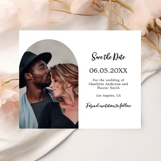 Bogenfoto moderne Hochzeit Save the Date Flyer