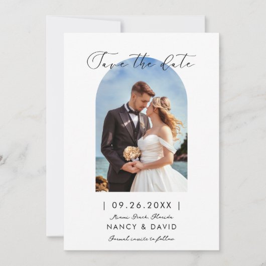 Bogenfoto Strandhochzeit Save The Date (Vorderseite)