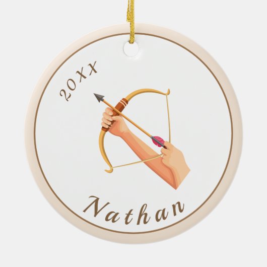 Bogenhandschuhe & Bogenbezeichnung & Jahrescreme Keramik Ornament (Hinten)