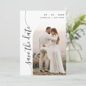 Bogenhochzeit für vertikales Skript-Foto Save The Date (Stehend Vorderseite)