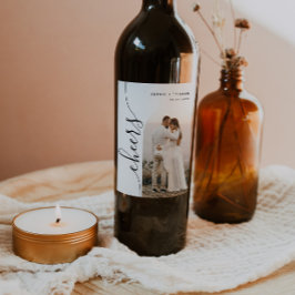 Bogenhochzeit für vertikales Skript-Foto Weinetikett