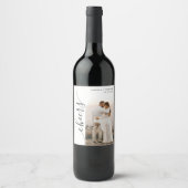 Bogenhochzeit für vertikales Skript-Foto Weinetikett (Vorderseite)