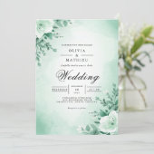 Bogenhochzeit mit weichem Minze Einladung (Stehend Vorderseite)