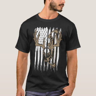 Bogenjagd Hirsch Amerikanische Flagge Bogenschieße T-Shirt