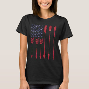 Bogenjagd Vintage Amerikanische Flagge Und Pfeile T-Shirt
