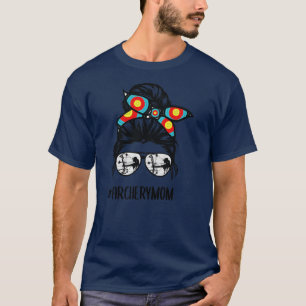 Bogenmama Leben Unordentliche Bun Frisur Brille T-Shirt