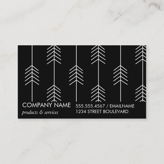 Bogenmuster / Stilvoll / Schwarz-weiß Visitenkarte (Rückseite)