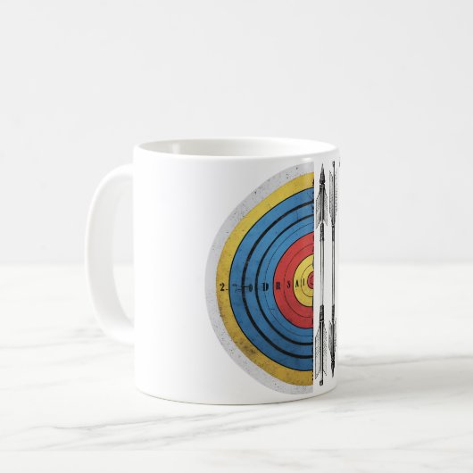 Bogenobjektbow und Arrow-Retro Kaffeetasse (Vorderseite Links)
