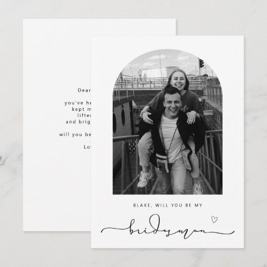 Bogenrahmen wird mein Bridesman Vorschlag Card sei Dankeskarte (Vorne/Hinten)