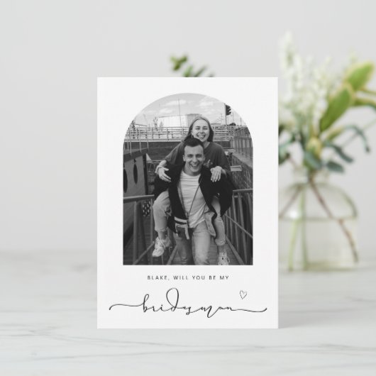 Bogenrahmen wird mein Bridesman Vorschlag Card sei Dankeskarte (Stehend Vorderseite)