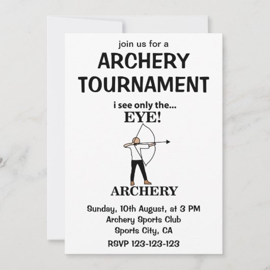 Bogenschießbow Einladung (Vorderseite)