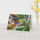 Bogenschießen Camp Mouse Bow & Arrow Kunst Karte (Gelbe Blume)