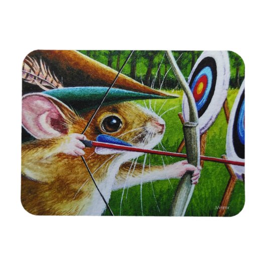 Bogenschießen Camp Mouse Bow & Arrow Kunst Magnet (Horizontal)