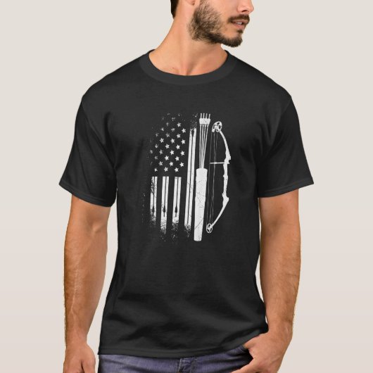 Bogenschiessen der USA Flag Archer Compound Bow 1 T-Shirt (Vorderseite)
