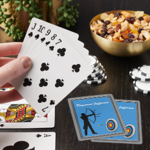 Bogenschießen Männliche Bogenschützen-Silhouette u Spielkarten