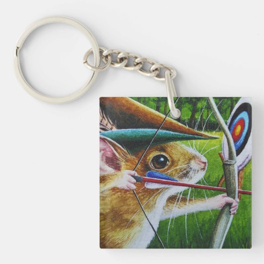 Bogenschießen-Mouse Bow & Arrow Wasserfarbe Kunst Schlüsselanhänger (Vorderseite)