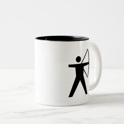 "Bogenschießen-" Piktogramm-Tasse Zweifarbige Tasse (VorderseiteRechts)