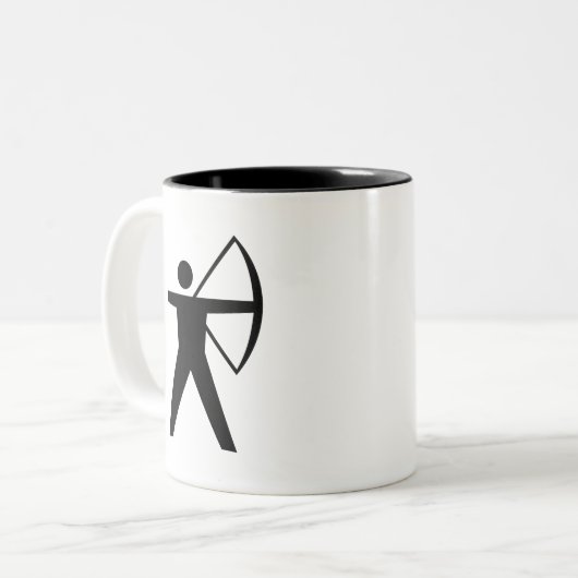 "Bogenschießen-" Piktogramm-Tasse Zweifarbige Tasse (Vorderseite Links)