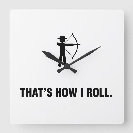 Bogenschießen Quadratische Wanduhr (Vorderseite)