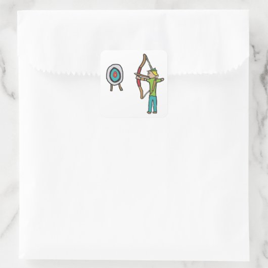 Bogenschießen Quadratischer Aufkleber (Tasche)